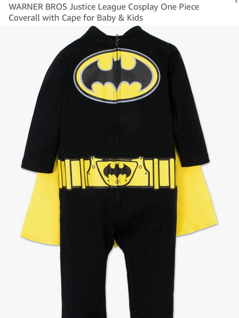 Batman Black and Yellow Costume with removable Cape